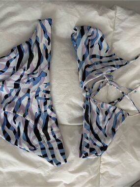 Skatie Blue, Lavender & Black Abstract Print Bikini